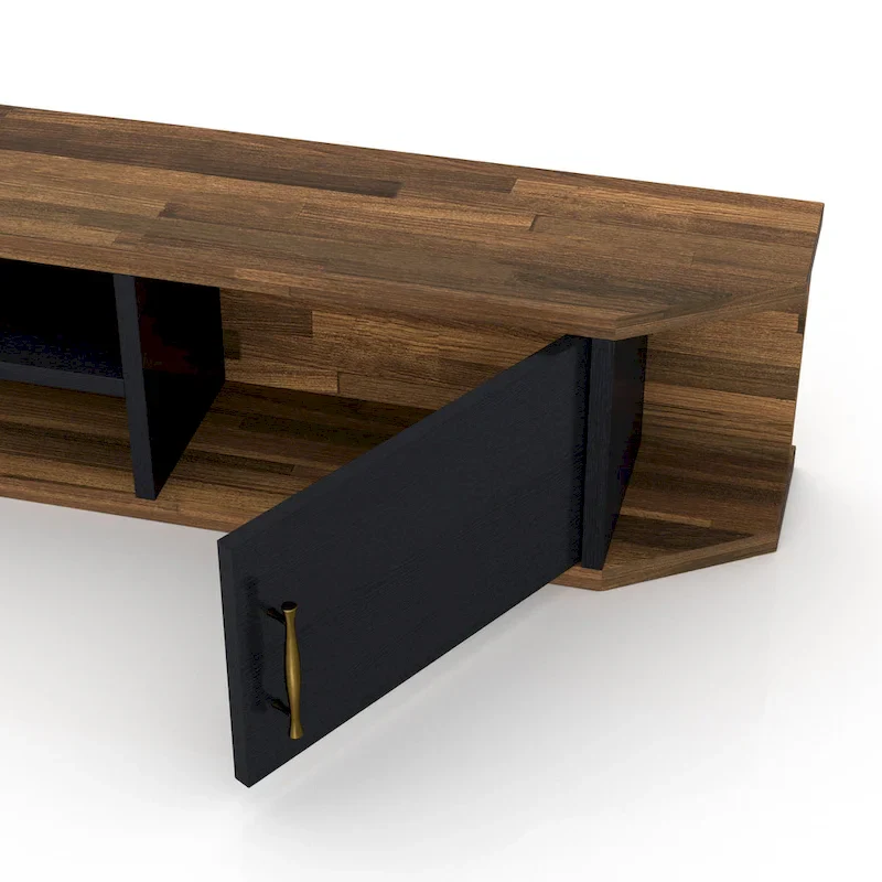 Mid-Century Modern 71-inch 4-Shelf Floating TV Console