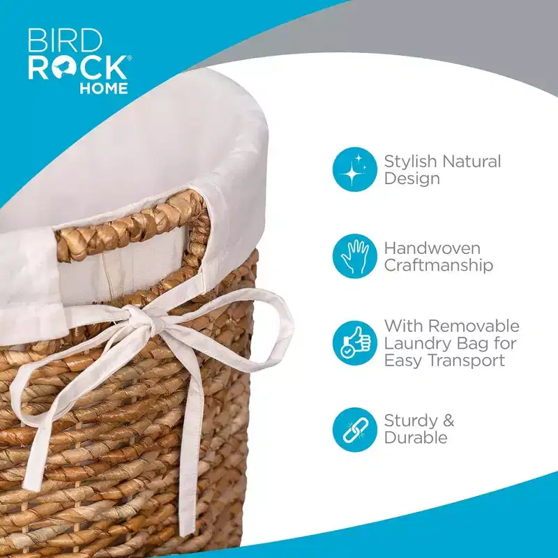 BirdRock Home Seagrass Laundry Hamper with Liner - Natural