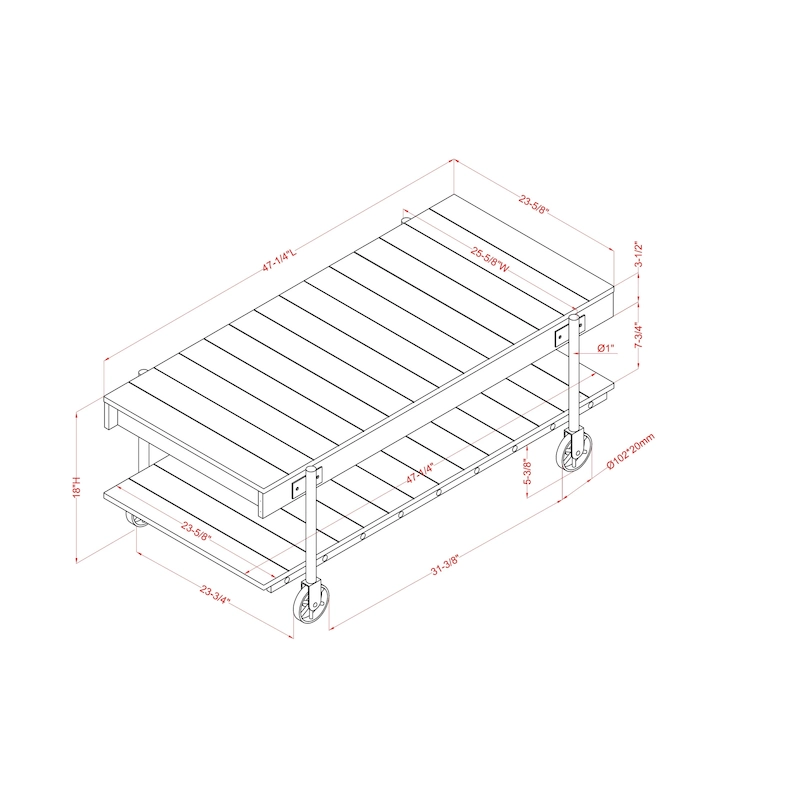 Hyssop Farmhouse 47-inch Steel 1-Shelf Coffee Table by Furniture of America