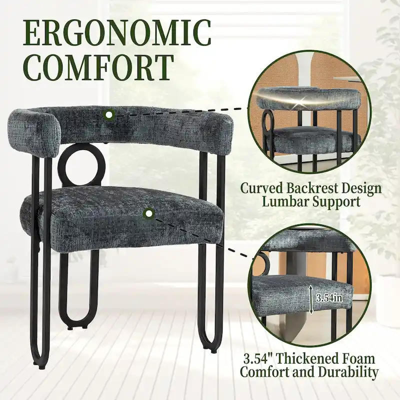 2 PCS PU Leather Upholstered Dining Chair Set wMetal Legs