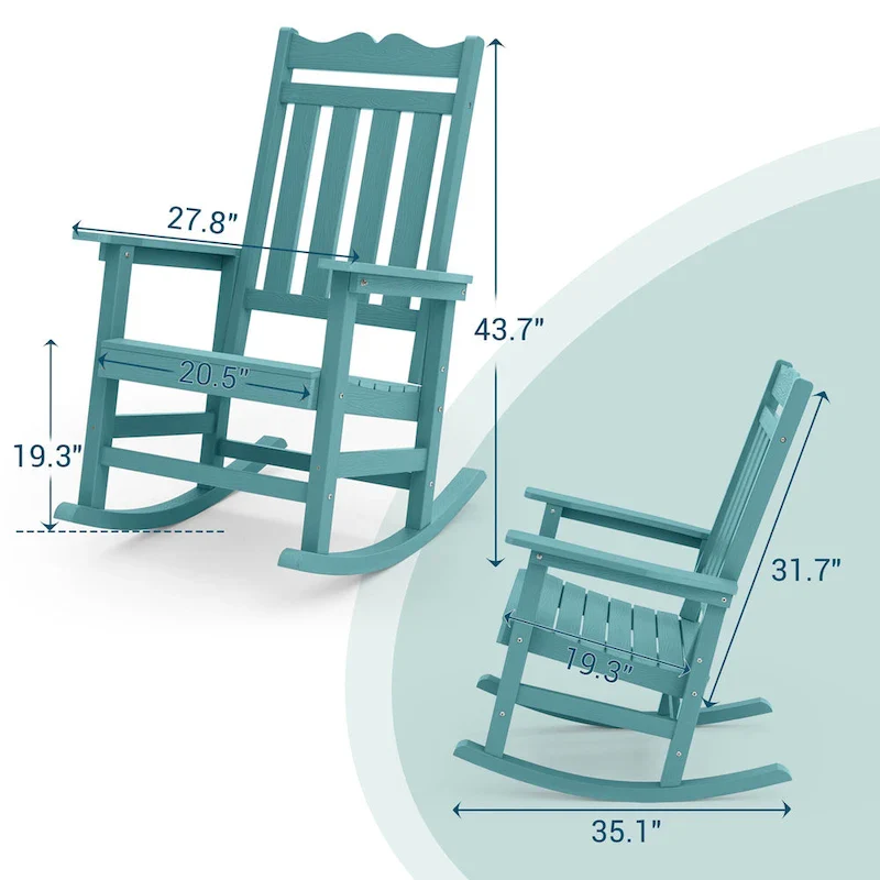 BONOSUKI Patio Adirondack Rocking Chair,Fire Pit Chair Weather Resistant