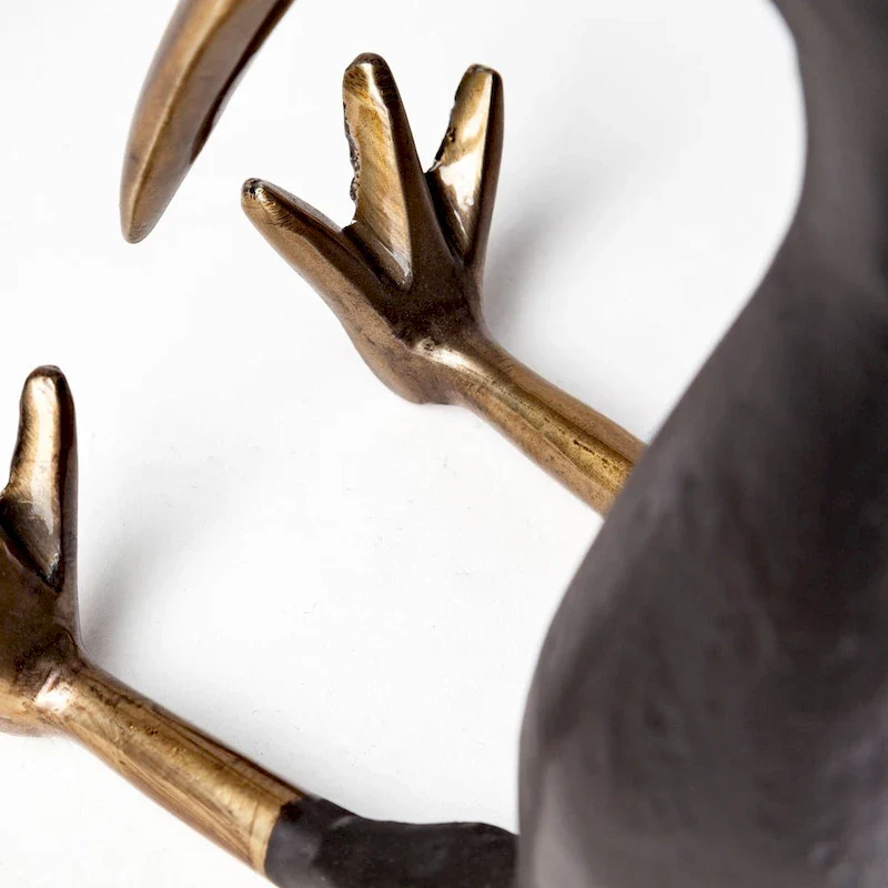 Dodo 7L x 4W Black Cast Aluminum Mauritian Bird Sculpture - 6.8L x 4.3W x 6.8H