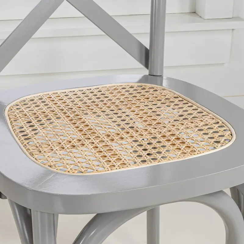 Colmar Classic Traditional X-Back Wood Rattan Dining Chair, Natural (Set of 2) by JONATHAN Y