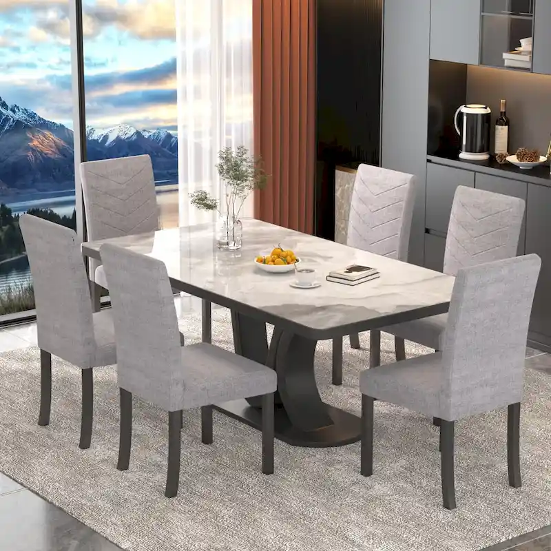 VECELO Upholstered Dining Chairs Set of 6 Parson Classic Upholstered Dining Chair,Modern 37