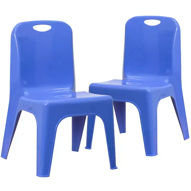 2 Pack Plastic Stackable School Chair with Carrying Handle and 11 Seat Height