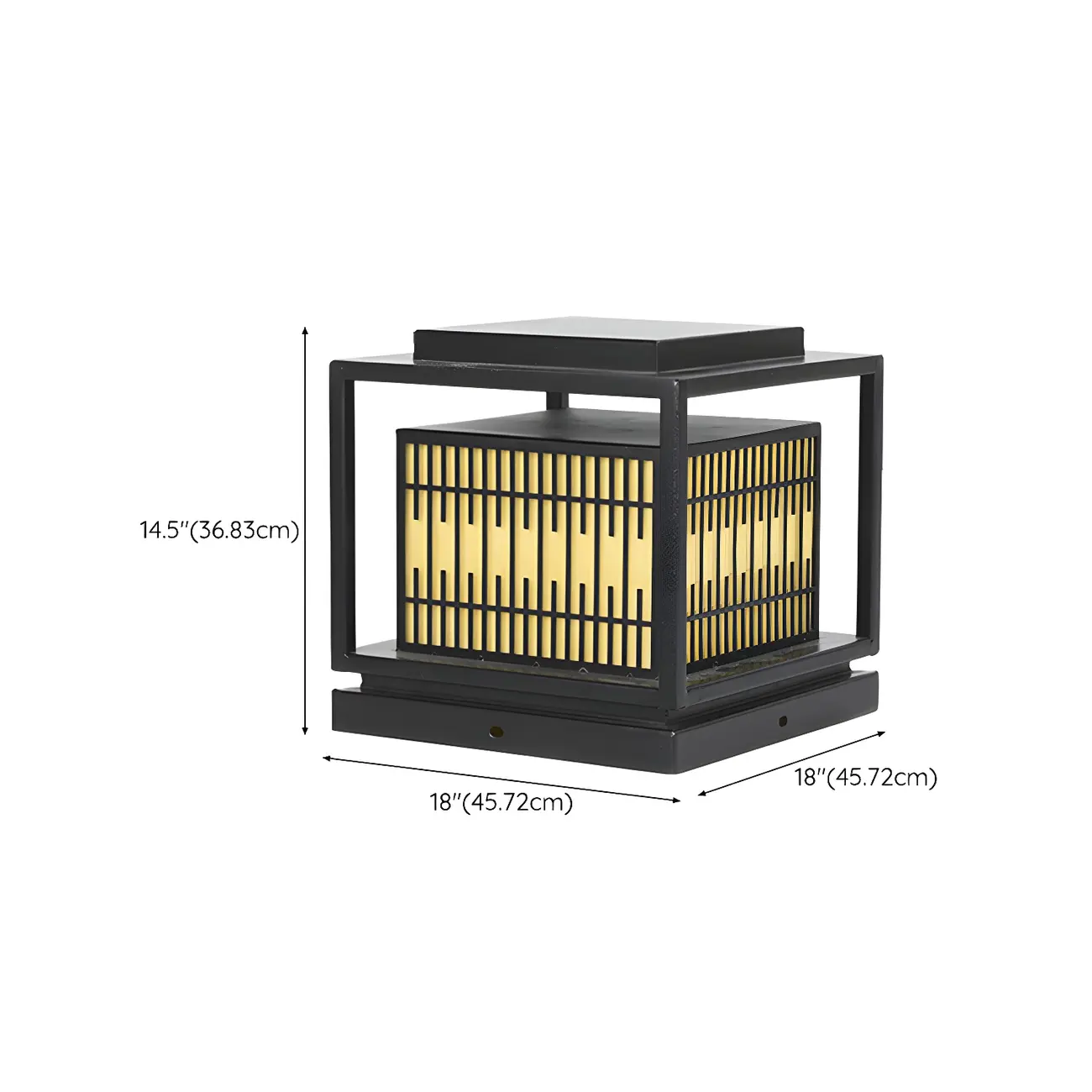 Black Metal Rectangle Lantern Design Post Cap Light