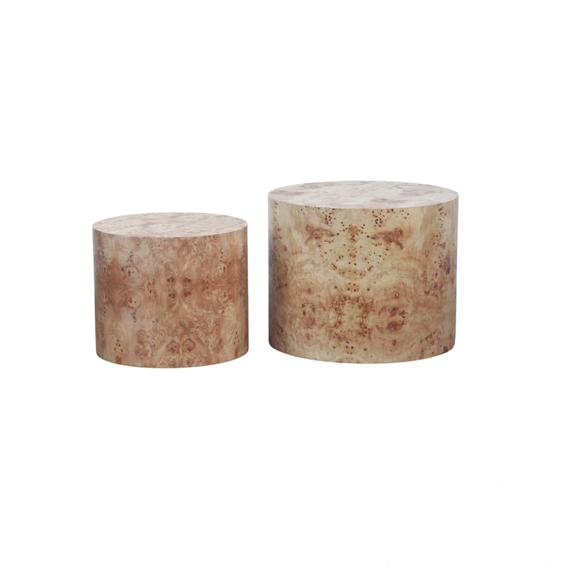 Set of 2 Modern Wooden Nesting Round Coffee Table