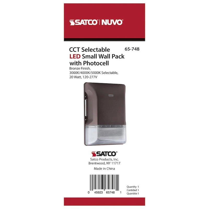 LED Small Wall Pack 20W CCT Selectable 3K/4K/5K Bronze Finish 100-277V