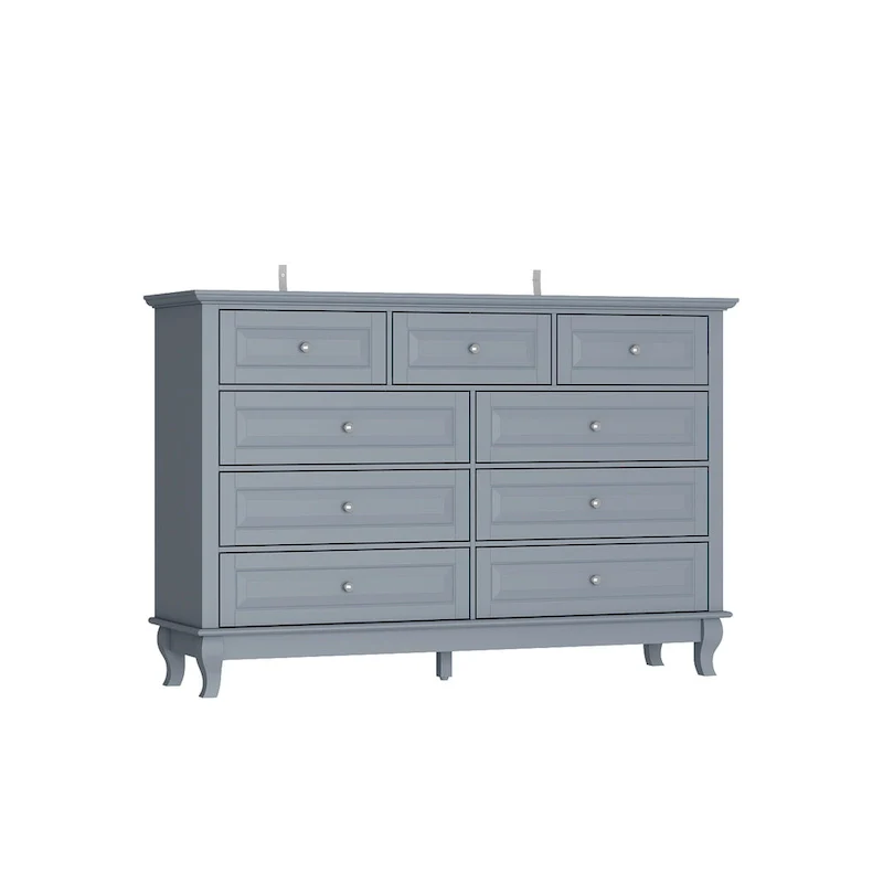 9-Drawer Dresser with Solid Wood Legs Chest Of Drawers Lacquer Console
