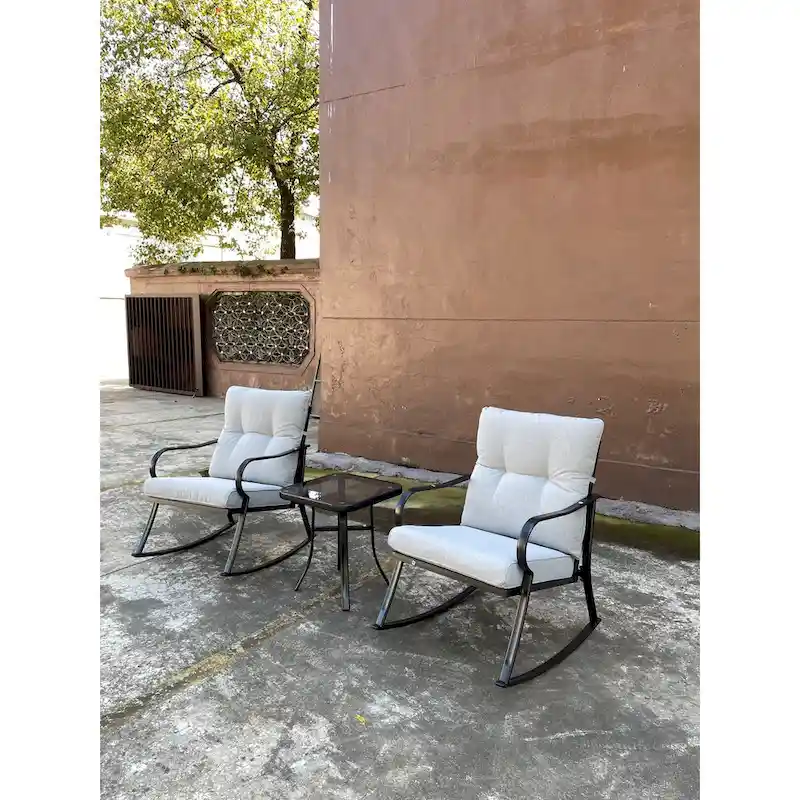 Rocker Set Chair and Teapoy Off-White