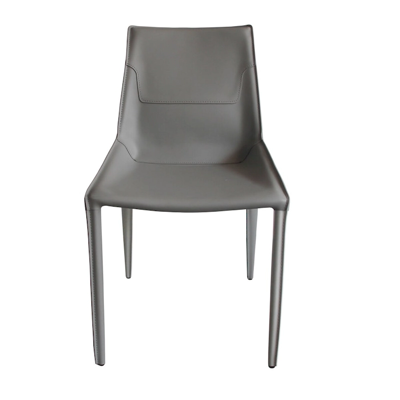 Modrest Halo Modern Light Grey Saddle Leather Dining Chair (Set of 2)