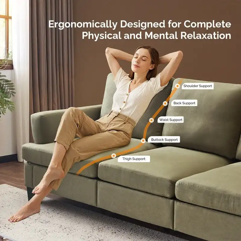 83.5 Upholstered Square Arm Suede Sofa