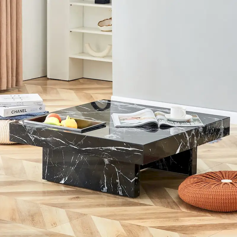 Coffee Table,Imitation Marble Pattern,Made Of Mdf Material,The Fusion Of Elegance And Natural Fashion
