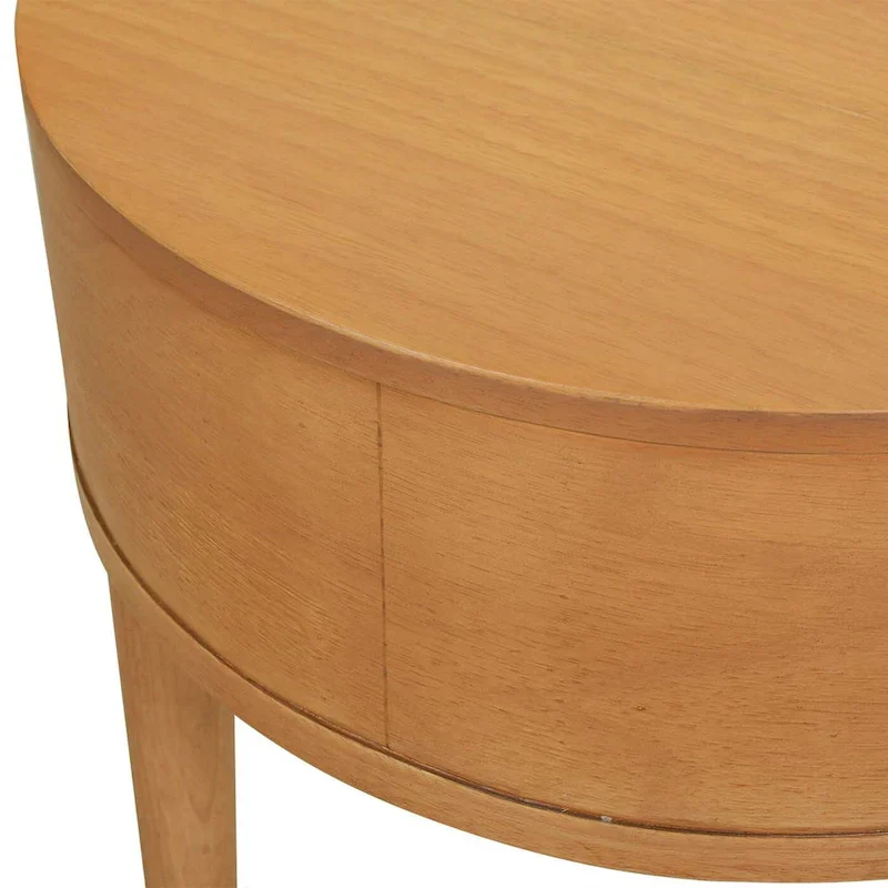 Brown Oak Round Side Table - 18