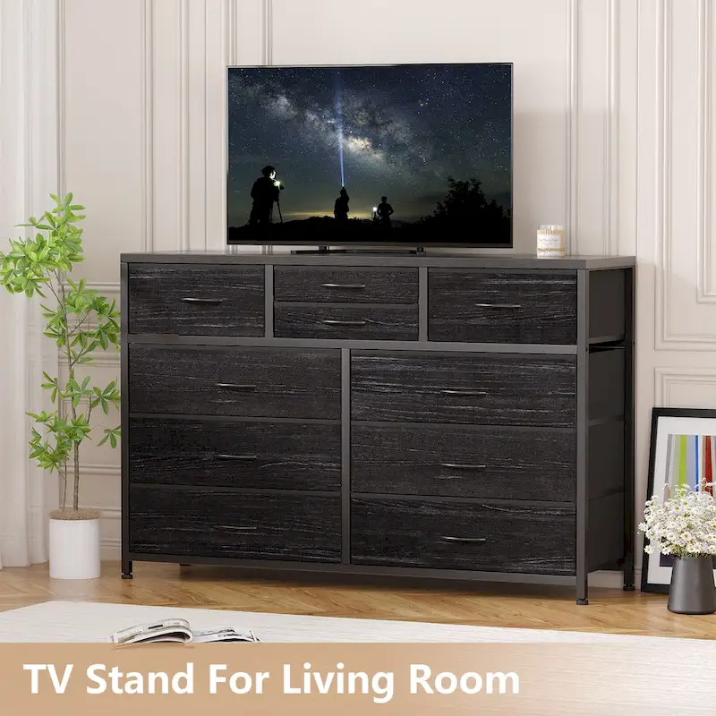 10-Drawer Dresser with TV Stand Top