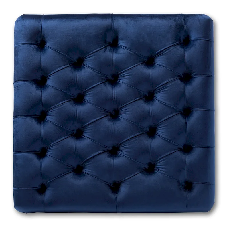 Transitional Velvet Fabric Cocktail Ottoman