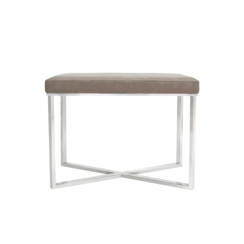 Pasargad Home Luxe Stool with Stainless Steel Base