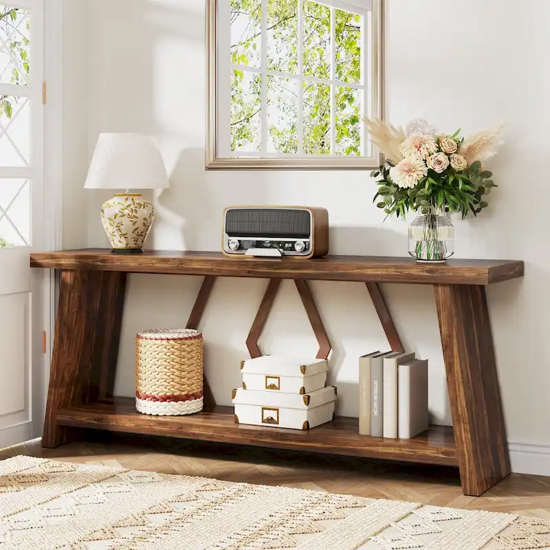 70.86-inch Wood Sofa Console Accent Table for Entryway