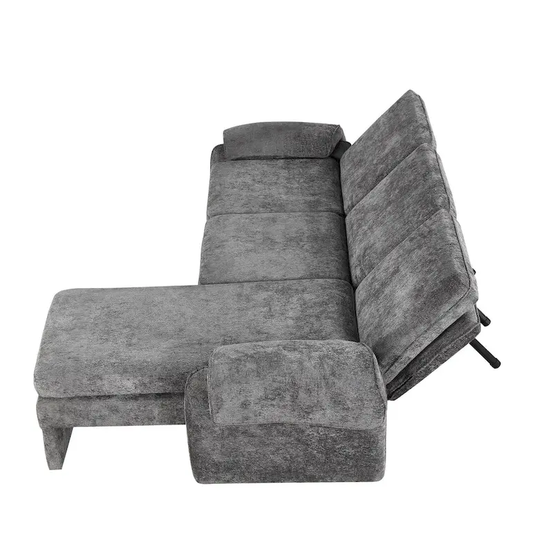 94.1 Chenille L-Shaped Futon Sofa with Adjustable Backrest & Reversible Chaise