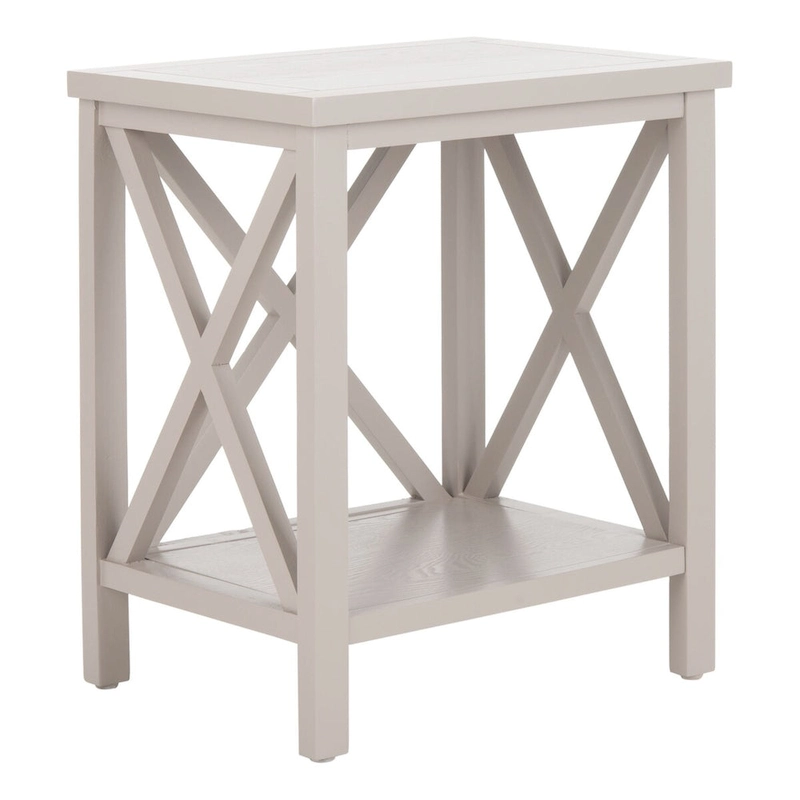 SAFAVIEH Yasumi White Cross Back End Table - 18.1  x 13.4  x 21.5  - 18Wx13Dx22H