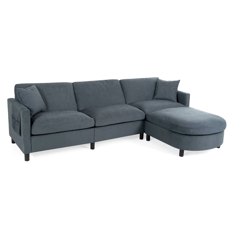 Tala Sectional Sofa Couch with Ottoman and Removable Cushion by GDFStudio