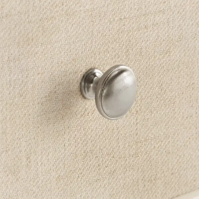 Thea White Finish Beige Linen Drawer Face 1 Drawer Nightstand by iNSPIRE Q Classic