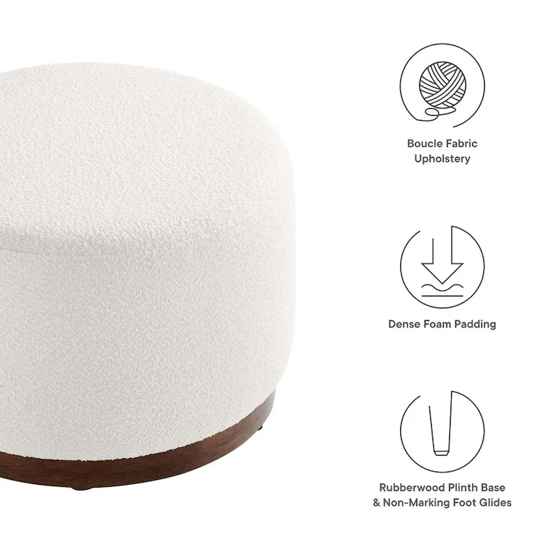 Tilden Large 23/29/38 Round Boucle Upholstered Ottoman