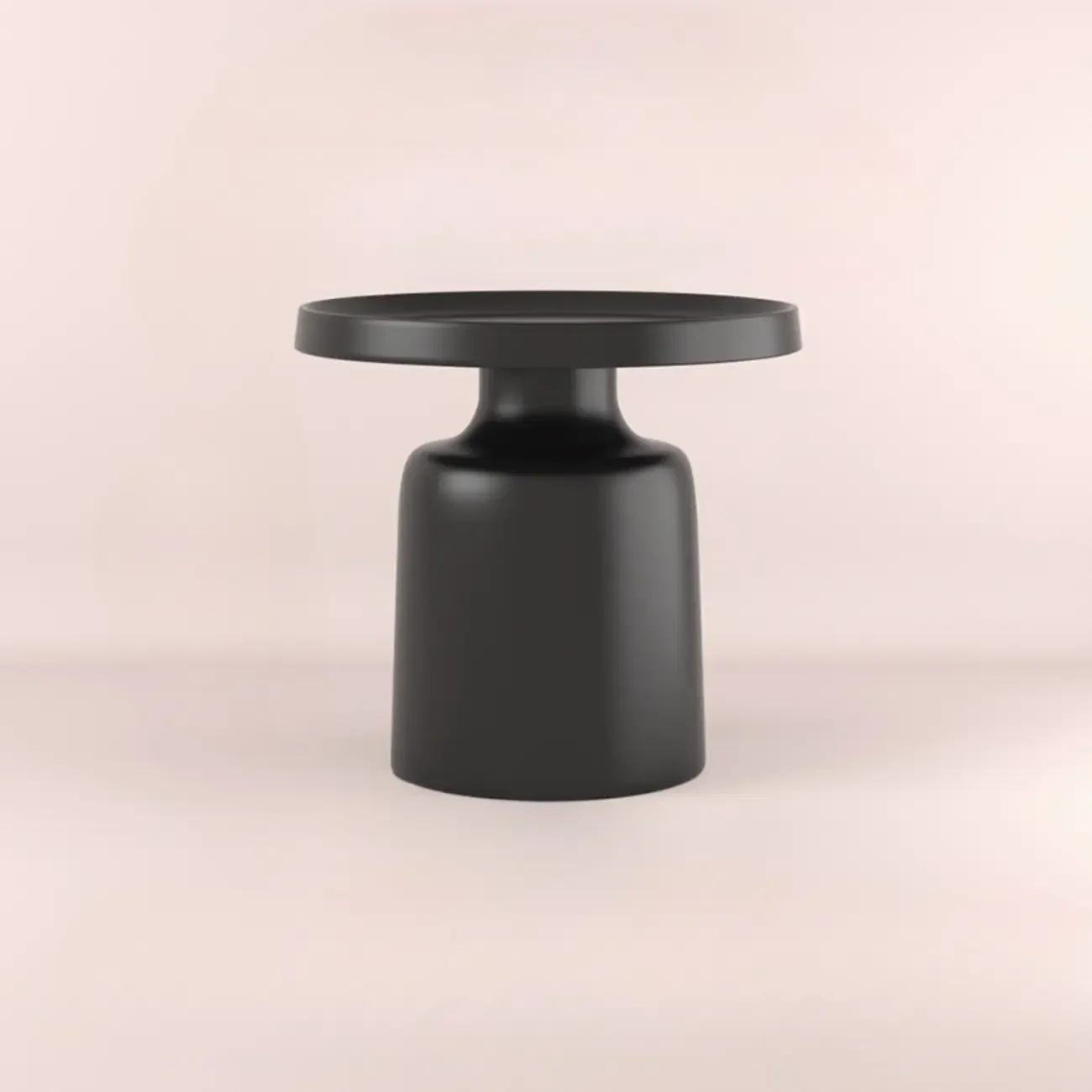 Contemporary Round Metal Black Side Table