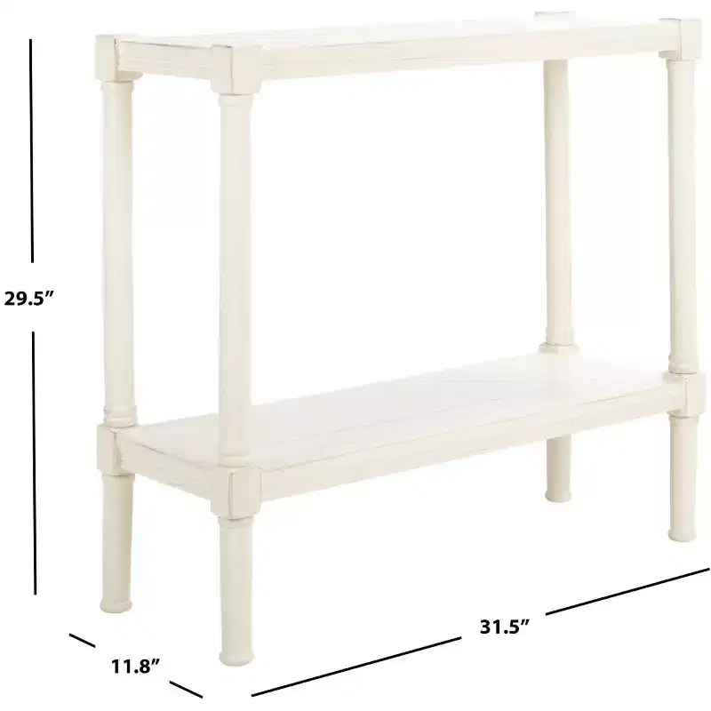 Console Table with Open Shelf – Brown / Distressed White