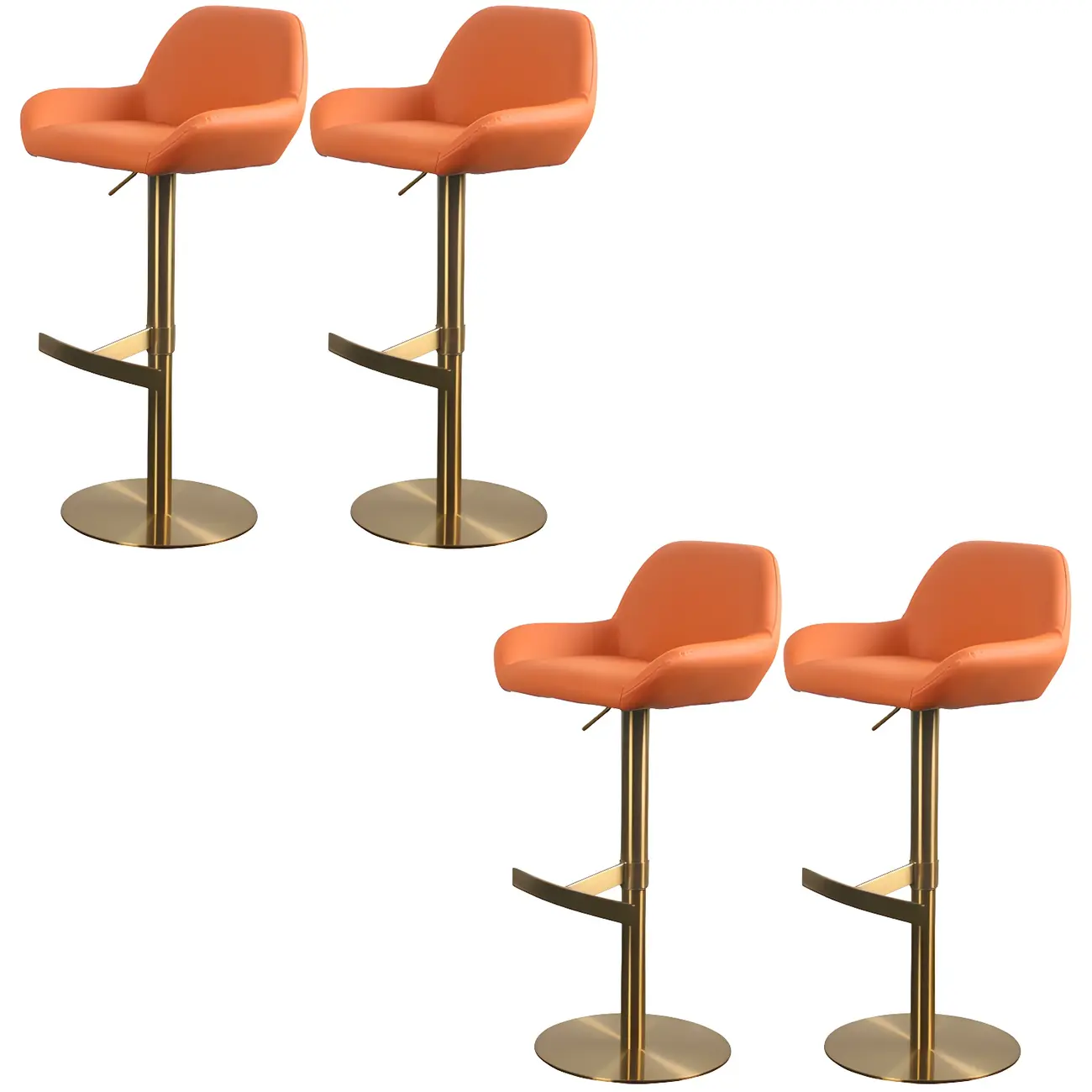 Glossy Metal Bucket Swivel Adjustable Bar Stools