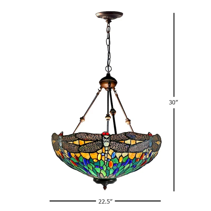 Anacapa Dragonfly Inverted Tiffany Hanging Fixture - Dark Brown