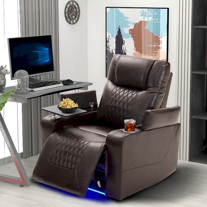 Power Motion Recliner with 2 Convenient Cup Holders