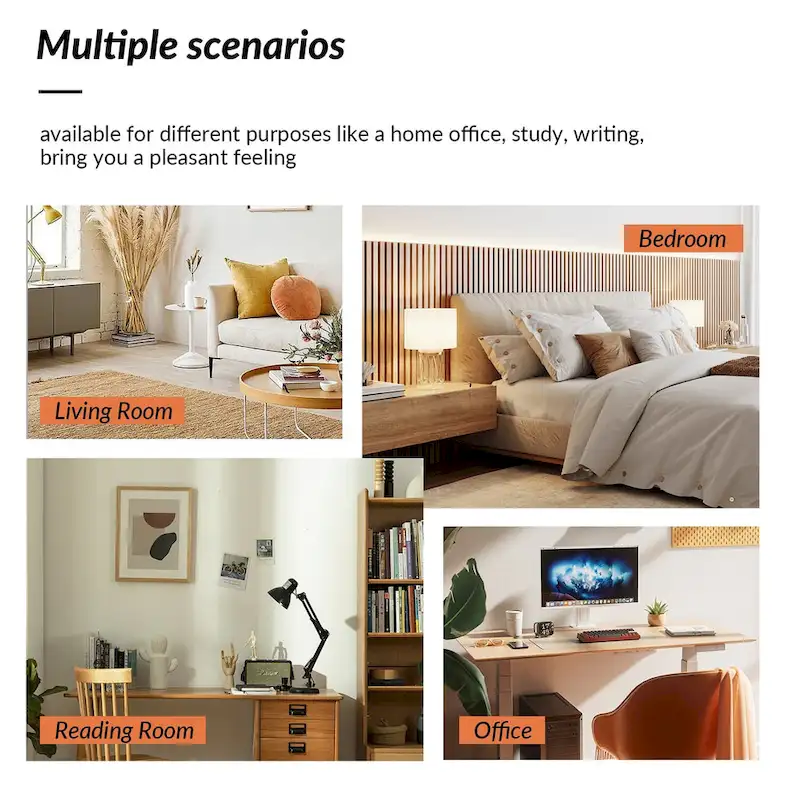 Mid-century Office Desk with Drawer Divider&Cable Management&Charging Station