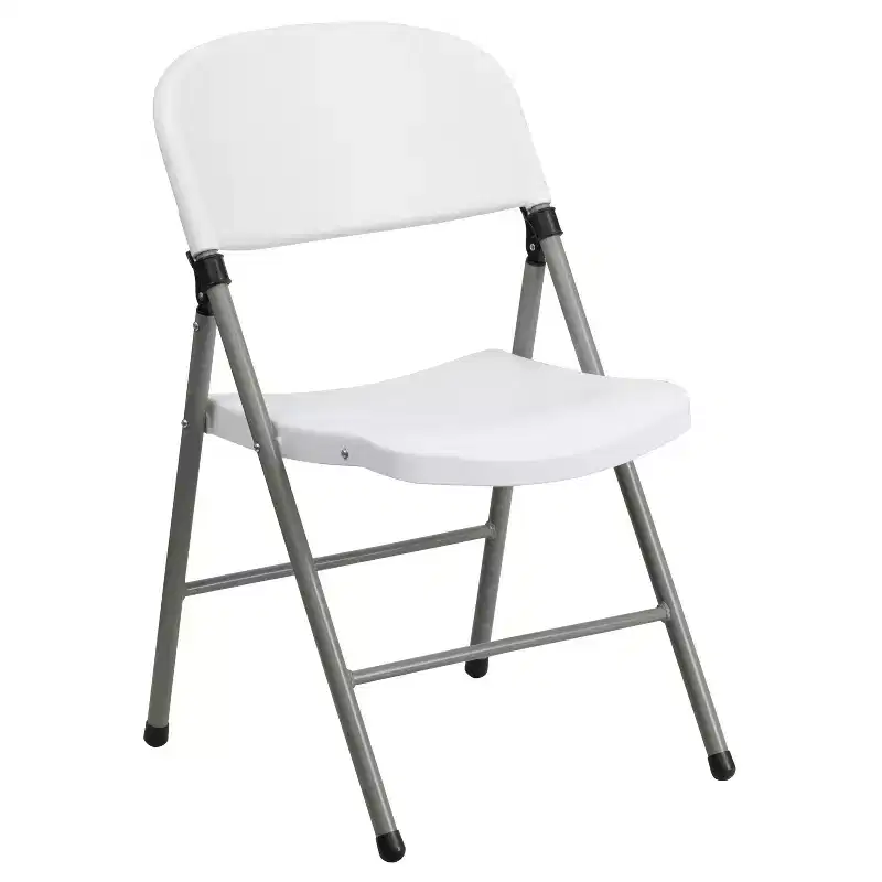 Emma and Oliver 2 Pack Commercial White Plastic Event Party Rental Folding Chair