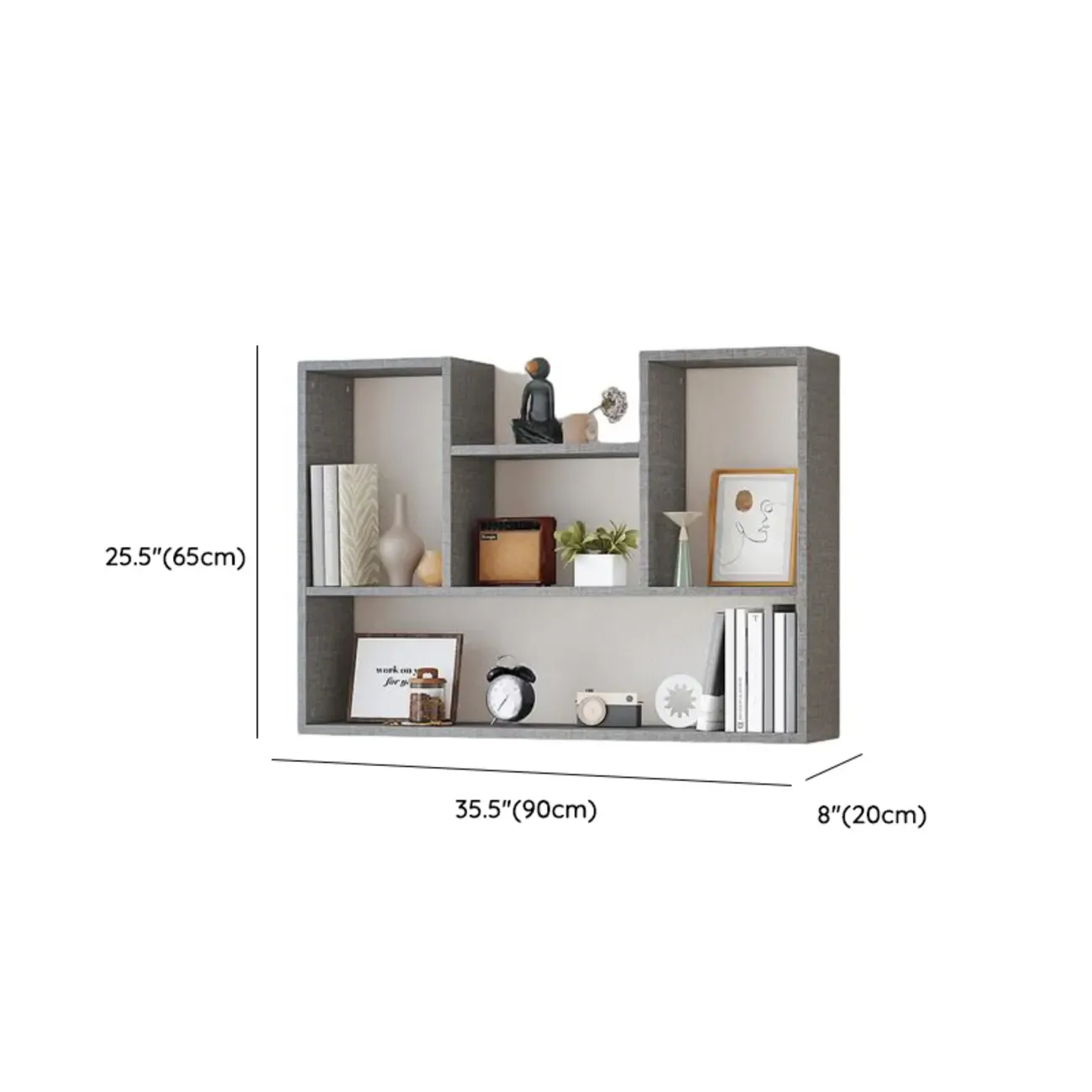 Modern Wooden 3-Tier Open Back Wall-Mounted Bookcase