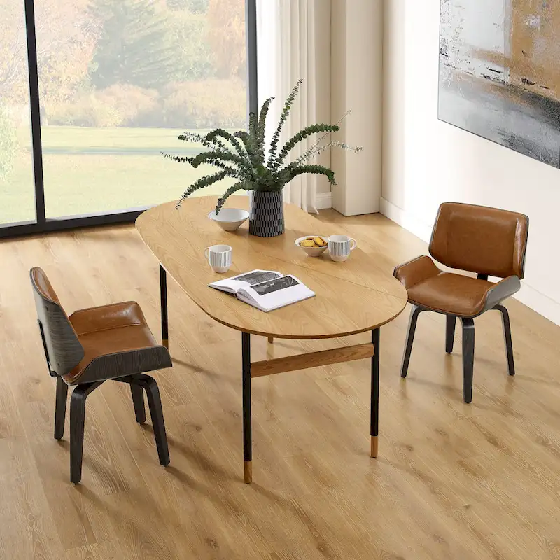 Art Leon Swivel Wooden Upholstered Dining Chairs (Set of 2)