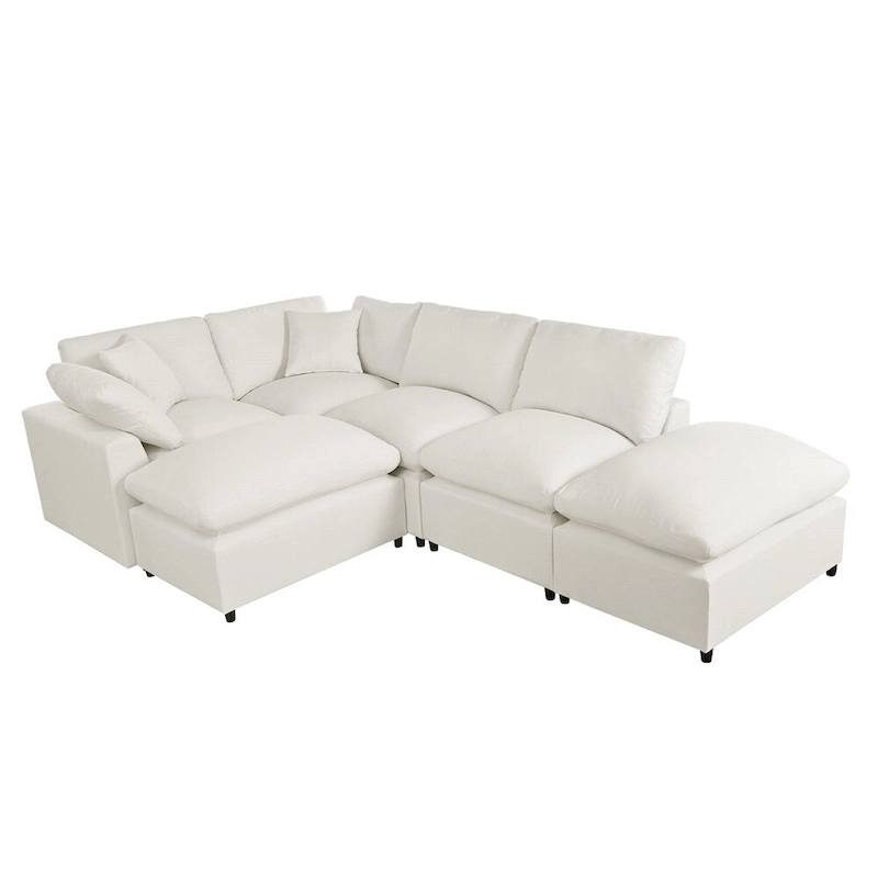 Modern U-Shape Sectional Sofa, 2 Large Chaise with Removable Ottomans
