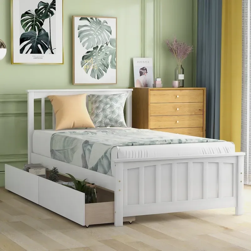 Twin size Platform Bed with Two Drawers