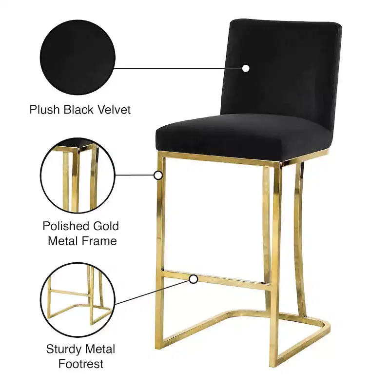 Meridian Furniture,Heidi Black Velvet Stool