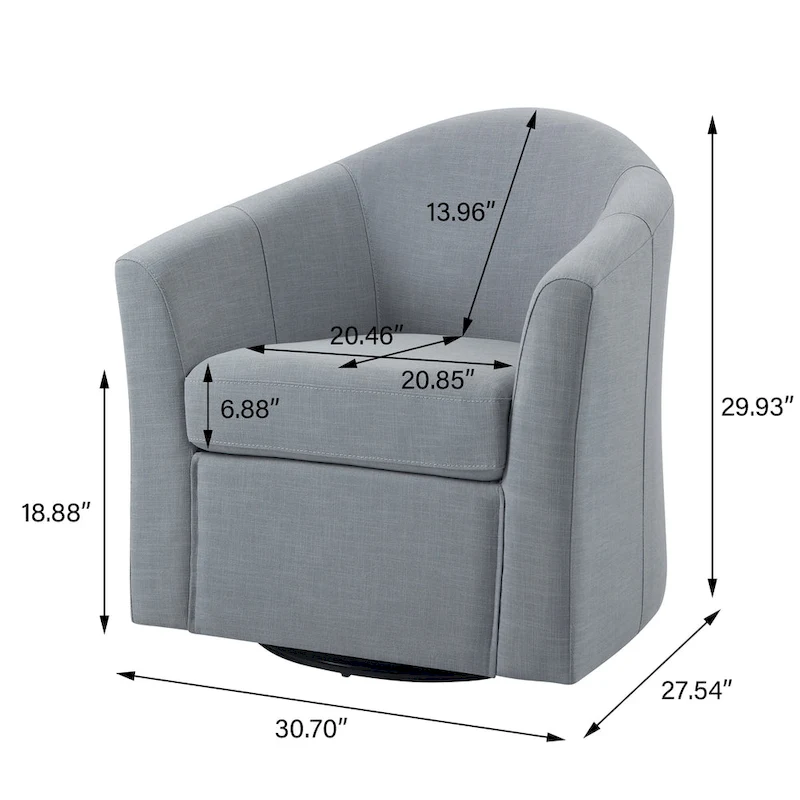 Swivel Accent Chair with Metal Base - 30.7W x 29.9H x 27.5D