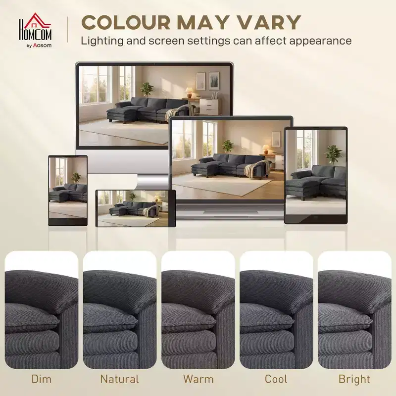 HOMCOM Sectional Sofa, L Shaped Couch with Deep Seat, Movable Ottoman and Pillow-top Armrests