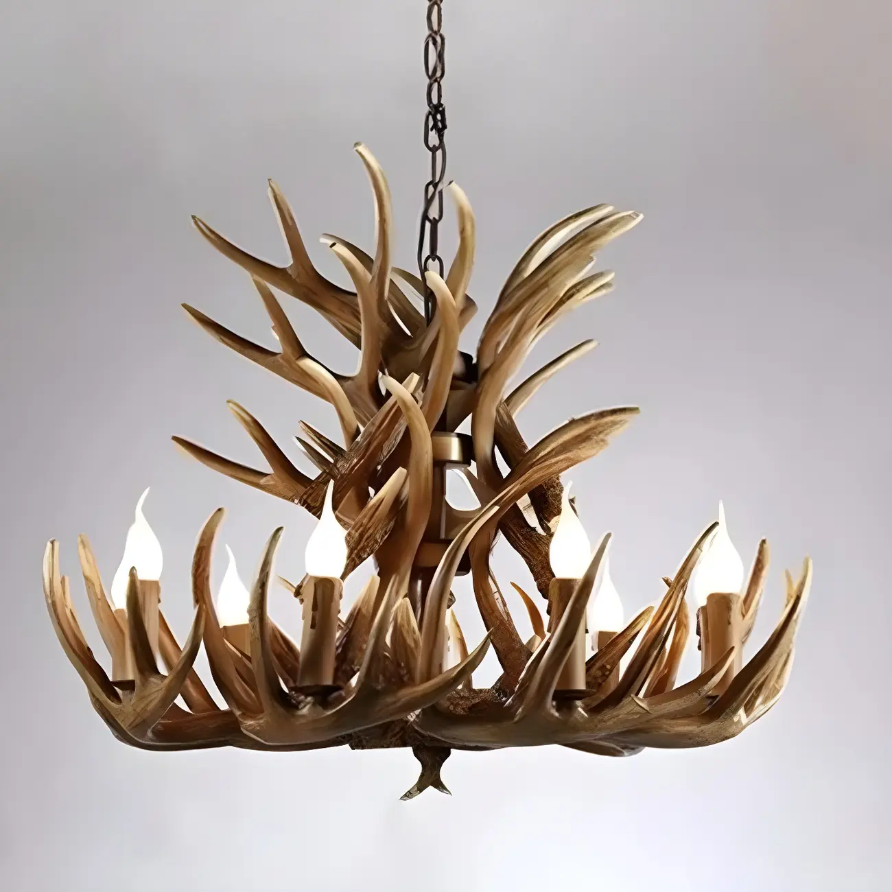 Rustic Large Antler Candelabra Chandelier with 2 Tiers