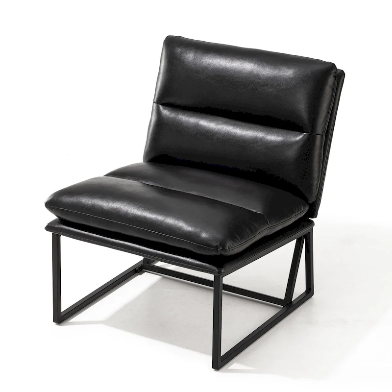 Glitzhome 30.25H Modern Soft PU Leather Armless Accent Chair