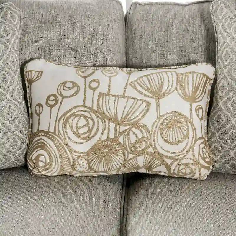 Ruwa Transitional Grey Fabric Sofa with Accent Pillows by Furniture of America