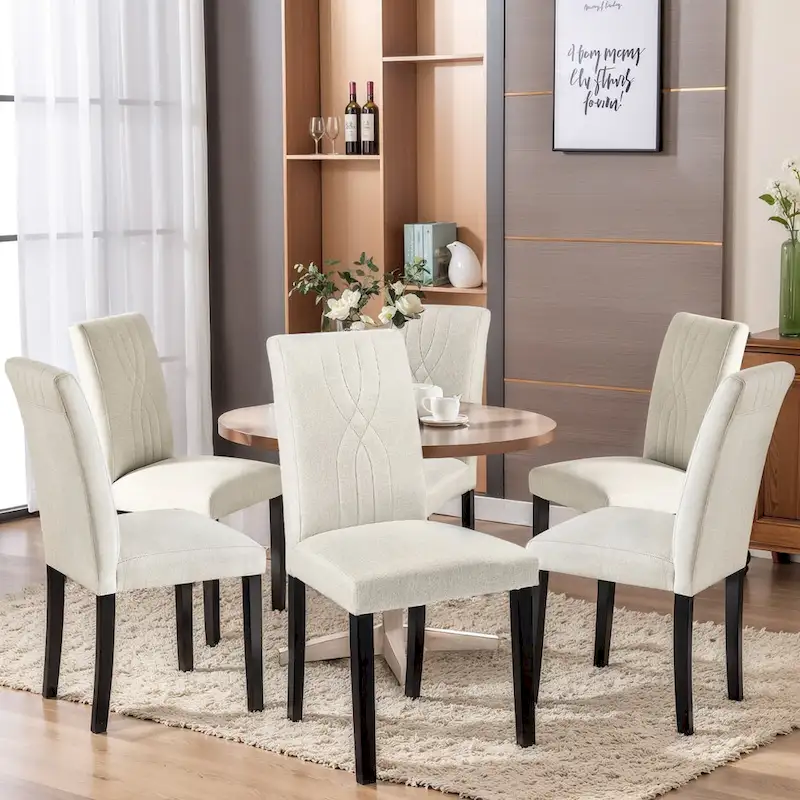 VECELO Upholstered Dining Chairs Set of 2/4/6, Fabric Dining Room Kitchen Side Chair, Parson Dining Chairs