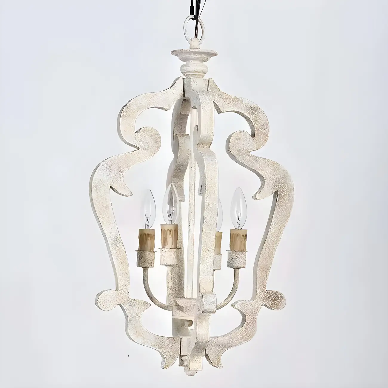 Wooden Rustic Candle Style Chandelier Vintage Design