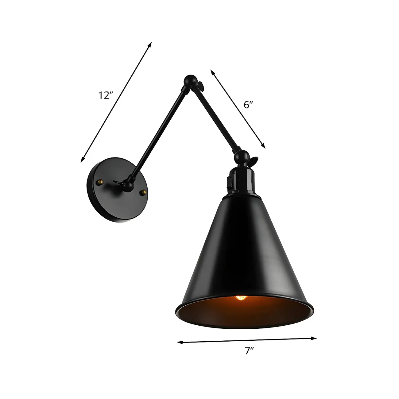 1-Light Cone Metal Swing Arm Wall Light