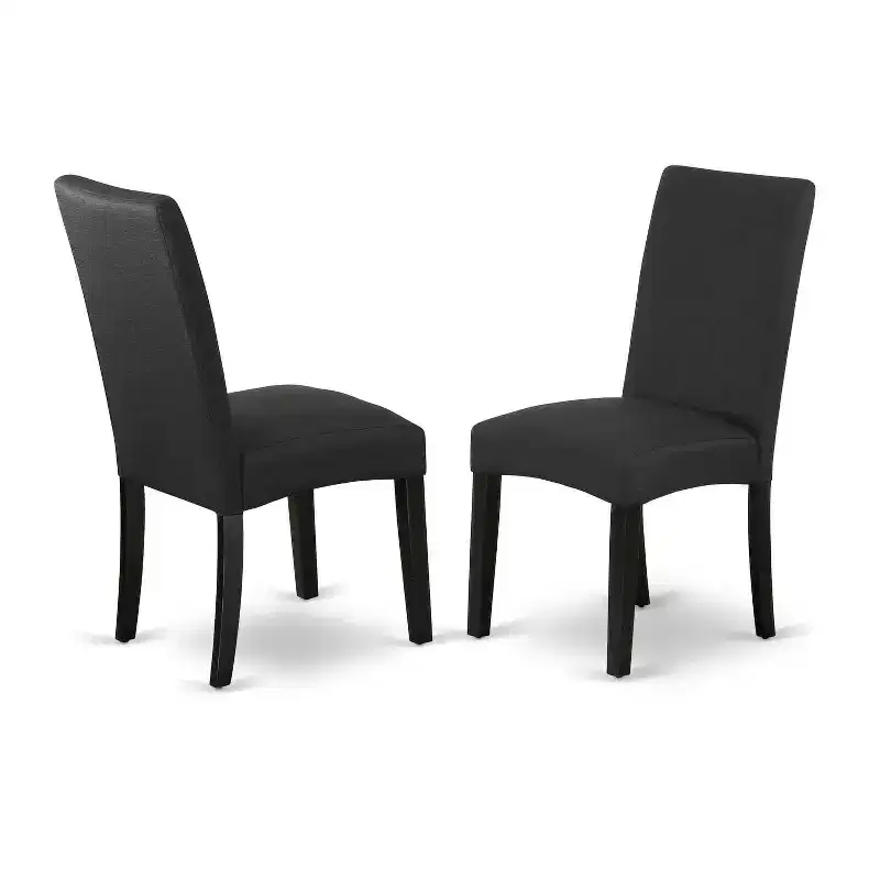 HomeStock 5-Piece Round Black Finish Solid Wood Top Dining Table with 4-Parson Chair