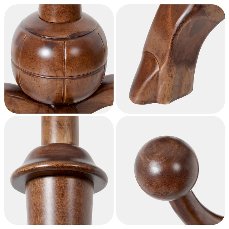 Rubberwood Freestanding Coat Rack with 8 Hooks - 24.5W x 70.87H