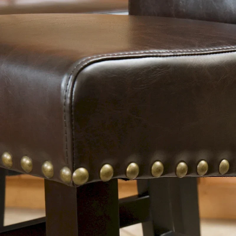 Lisette 41-inch Leather Counter Stool (Set of 2) by Christopher Knight Home